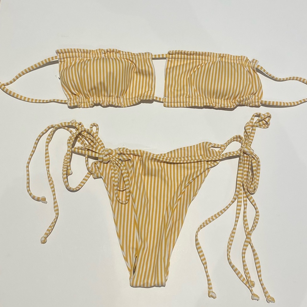 BRAND NEW: White and Yellow Striped Bikini